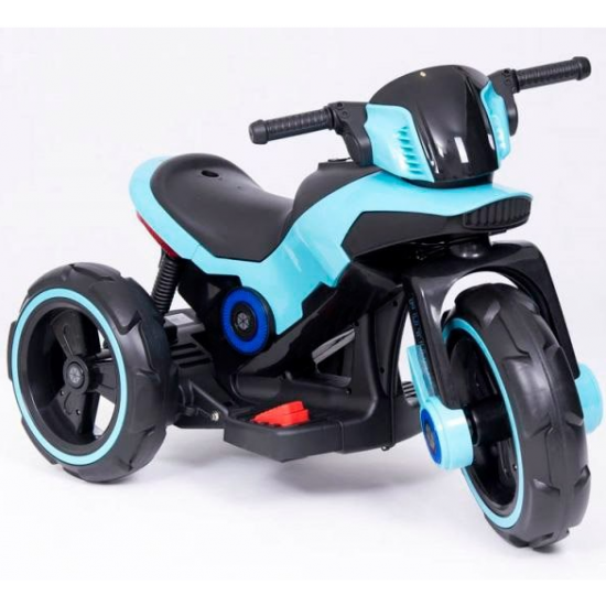 Motocicleta electrica pentru copii,  2 motoare, acumulator 12V, cu muzica si lumini, bleu