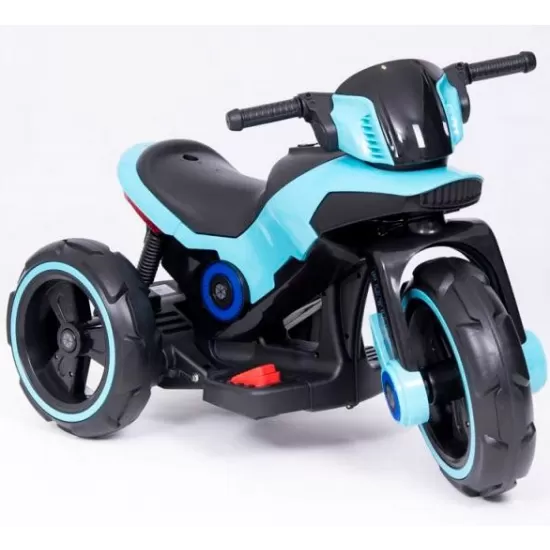 Motocicleta electrica pentru copii, 2 motoare, acumulator 12V, cu muzica si lumini, bleu