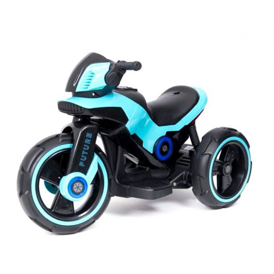 Motocicleta electrica pentru copii,  2 motoare, acumulator 12V, cu muzica si lumini, bleu
