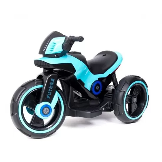 Motocicleta electrica pentru copii, 2 motoare, acumulator 12V, cu muzica si lumini, bleu