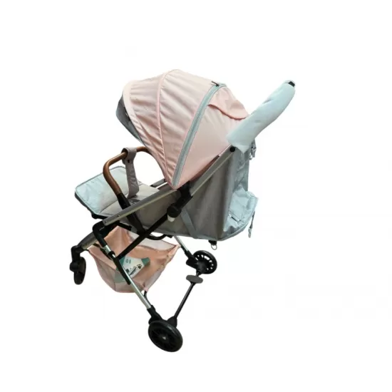 Carucior sport cu suspensii, pliabil si troler, Roz cu gri