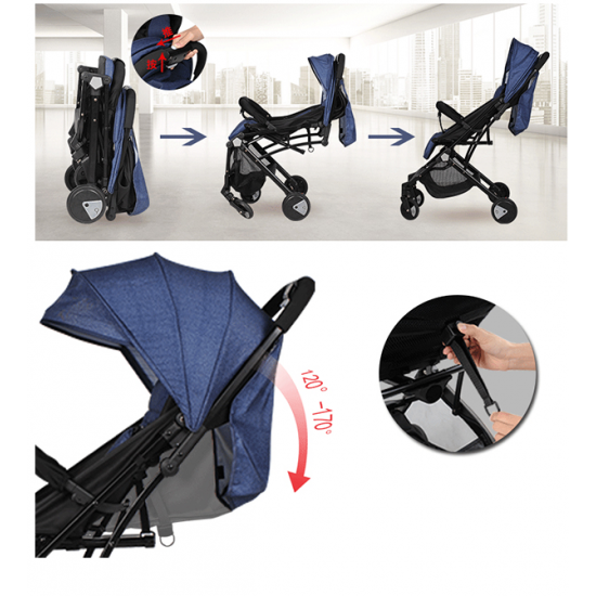 Carucior sport tip troller, transport avion, Y1-bleumarin
