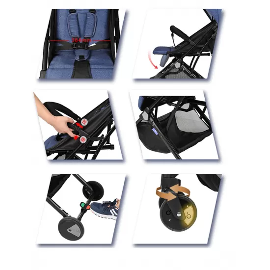 Carucior sport tip troller, transport avion, Y1-bleumarin