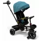 Tricicleta cu scaun reversibil, de la 6 luni la 5 ani, cu pozitie de somn, roata Eva plina, siliconata, copertina reglabila, turcoaz