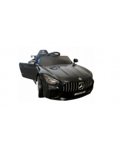 Masinuta electrica pentru copii cu telecomanda Mercedes AMG GTR-S R-Sport Negru 70W, scaun de piele si roti Eva, unitate audio cu display si Mp3, functie slow start