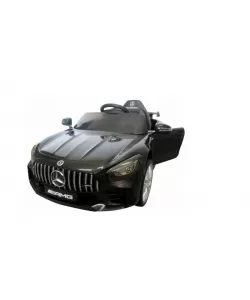 Masinuta electrica pentru copii cu telecomanda Mercedes AMG GTR-S R-Sport Negru 70W, scaun de piele si roti Eva, unitate audio cu display si Mp3, functie slow start