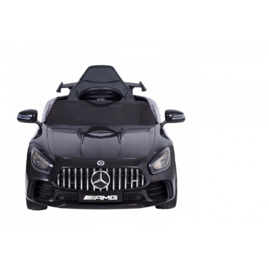 Masinuta electrica pentru copii cu telecomanda Mercedes AMG GTR-S R-Sport Negru 70W, scaun de piele si roti Eva, unitate audio cu display si Mp3, functie slow start