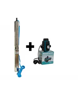 Kit Pompa submersibilă de adâncime DDT 4SP5/17 – 2 kW, 3 CP, 9 m³/h, 120 m inaltimea de refulare , 17 turbine inox, cu panou de control, rezistenta la nisip+ Presostat electronic inteligent digital