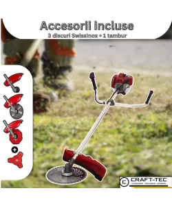 Motocoasa pe benzina Craft-Tec, 4 timpi, 7.5CP, 10000RPM, 62CC, Accesorii incluse