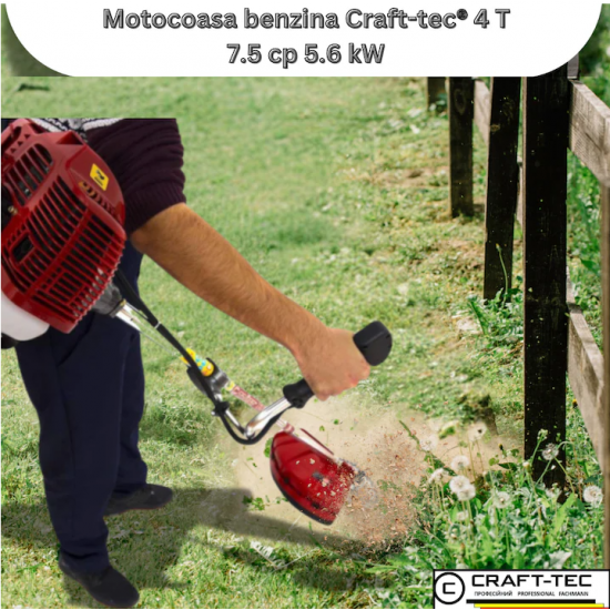Motocoasa pe benzina Craft-Tec, 4 timpi, 7.5CP, 10000RPM, 62CC, Accesorii incluse