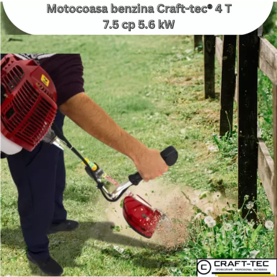 Motocoasa pe benzina Craft-Tec, 4 timpi, 7.5CP, 10000RPM, 62CC, Accesorii incluse