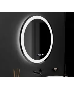 Oglinda LED Rotunda, 60cm, Celeste MotionGlow Marcello, Sistem Dezaburire, Ceas & Termometru, Dimabila, Lumina Calda Neutra Rece 3000K/4000K/6000K