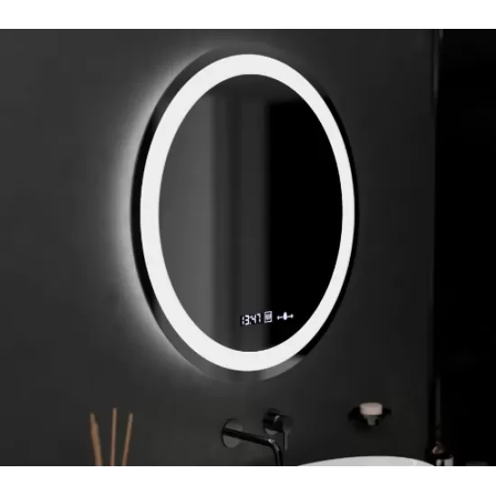 Oglinda LED Rotunda, 60cm, Celeste MotionGlow Marcello, Sistem Dezaburire, Ceas & Termometru, Dimabila, Lumina Calda Neutra Rece 3000K/4000K/6000K
