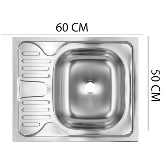 Chiuveta bucatarie pentru masca SANITEC S402D, 60x50 cm, Cuva Dreapta, 0.4 mm, Inox