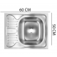 Chiuveta bucatarie pentru masca SANITEC S402D, 60x50 cm, Cuva Dreapta, 0.4 mm, Inox