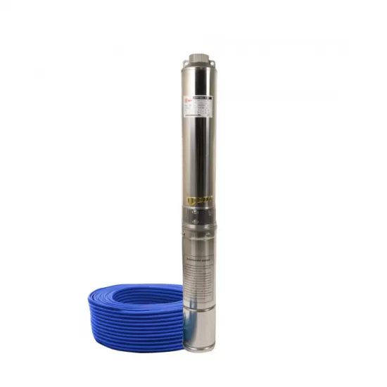 Pachet Pompa submersibila de mare adancime, DDT, 4SDM3-7, 1500 W, 7 m³/h, 7 turbine, Inox, 30 m cablu + Presostat electronic inteligent digital reglabil DDT