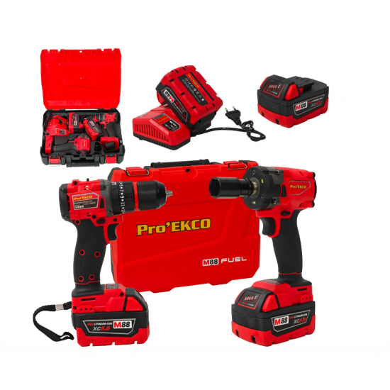 Trusă scule electrice DDT Pro’EKCO M88 FUEL – BRUSHLESS, 2 acumulatori 5.0Ah, incarcator si valiza de transport