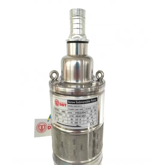 Pachet Pompa submersibila, DDT, QGD120, Inox complet, suruburi inox, sita protectie, 20 m cablu, 120 m, 3 m³/h + Vas de expansiune , Bazin hidrofor DDT , 24 LT , Membrana inclus