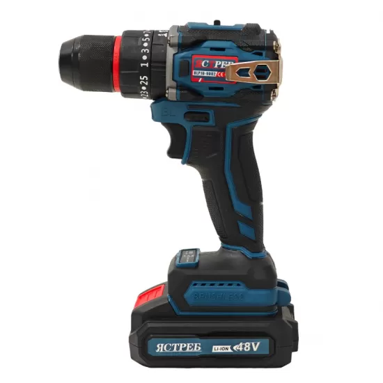 Mașină de găurit și înșurubat cu acumulator DDT JCTPEB HLP10-9002, Brushless, 48V, 2 acumulatori, cuplu reglabil, sistem autoblocaj, valiză de transport