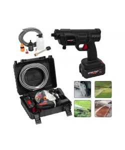 Aparat de spălat cu presiune portabil cu 2 acumulatorI DDT-KRISTAL – set complet, multifuncțional