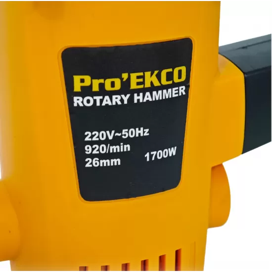 Ciocan rotopercutor DDT, Pro’EKCO 1700W SDS-Plus – 26 mm, 3 burghie si 2 dalti incluse, 1700W, 920 rpm
