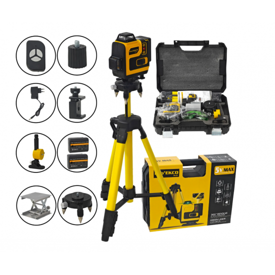 Nivela Laser Verde DDT Pro’EKKO 16-D – 4 x 360°, Kit Complet cu Trepied si Accesorii