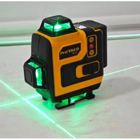 Nivela Laser Verde DDT Pro’EKKO 16-D – 4 x 360°, Kit Complet cu Trepied si Accesorii