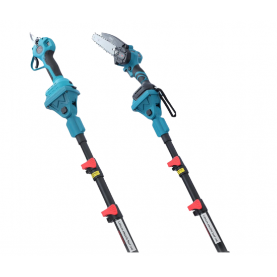 Tija extensibila minidrujba electrica si foarfeca de gradina DDT-KRISTAL lungime maxima 2m compatibil baterii pe sina