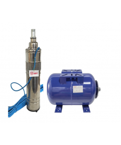 Pachet  Pompa submersibila, DDT, QGD120, Inox complet, suruburi inox, sita protectie, 20 m cablu, 120 m, 3 m³/h + Vas de expansiune , Bazin hidrofor DDT , 50 LT , Membrana inclus