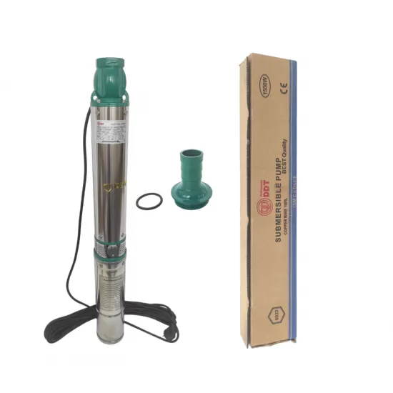 Pachet Pompa submersibila de mare adancime, DDT, QJD120-1.5, 1500 W, Inox, 8 turbine + Vas de expansiune , Bazin hidrofor DDT , 24 LT , Membrana inclus