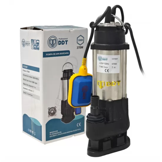 Pompa submersibila cu dublu tocator si plutitor pentru apa murdara,dimensiuni compacte, DDT, V370DF, Inox