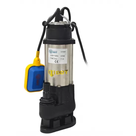 Pompa submersibila cu dublu tocator si plutitor pentru apa murdara,dimensiuni compacte, DDT, V370DF, Inox