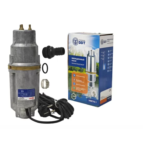 Pompă submersibilă pe vibrații cu 3 iesiri VMP70-1 DDT – 350W, pentru puțuri și alimentare cu apă curată