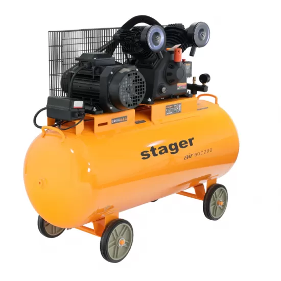 Stager Air 60C200 compresor aer, 200L, 10bar, 600L/min, trifazat, angrenare curea