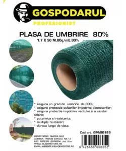 Plasa de umbrire - 2x100M, 80g/m2,80% Plasa de umbrire - 2x100M, 80g/m2,80%