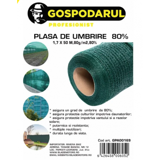 Plasa de umbrire - 2x100M, 80g/m2,80%