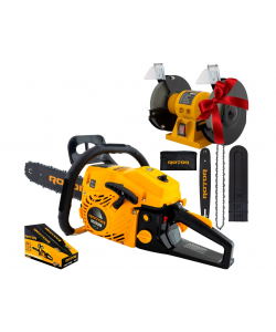 Pachet  Drujba pe Benzina 4CP Rotor, 10500 rpm, Ungere Lant Automata + Polizor de banc Rotor RMD150