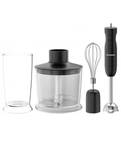 Blender 3 in 1 HAUSBERG HB-7701NG, 500W, 2 viteze, Material ABS, lame din inox, Capacitate pahar 700ml, tocator 500ml, Negru