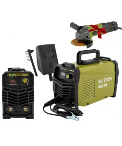 Pachet Aparat de sudura LCD Color ELTOS MMA300-MIN, 300 A + Flex ROTOR RAG800E , 800 W , 11000 RPM , 115 MM cu variator de turatie