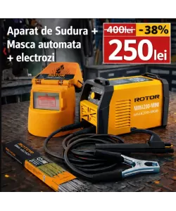  Pachet Aparat de sudura LCD Color ROTOR MMA200-MINI, 200 A + Masca de Sudura Automata + Electrozi