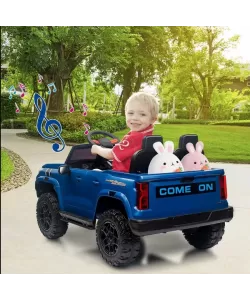 Masina Electrica pentru copii 24V, Camion cu 2 Locuri, Telecomanda, Afisaj Baterie, Albastru