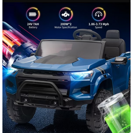 Mașina Electrica pentru copii 24V, Camion cu 2 Locuri, Telecomanda, Afișaj Baterie, Albastru