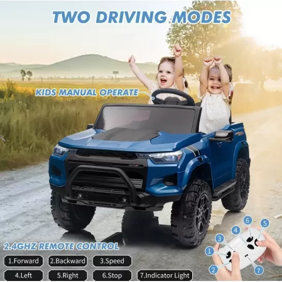 Mașina Electrica pentru copii 24V, Camion cu 2 Locuri, Telecomanda, Afișaj Baterie, Albastru