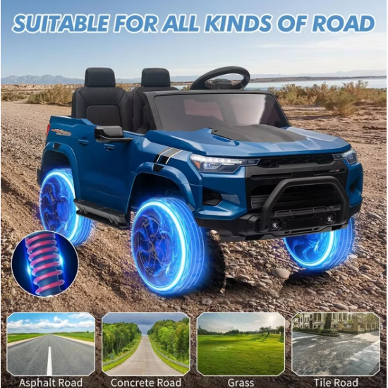 Mașina Electrica pentru copii 24V, Camion cu 2 Locuri, Telecomanda, Afișaj Baterie, Albastru