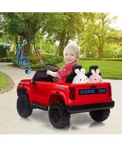 Masina Electrica pentru Copii 24V cu 2 Locuri, Camion Ride-On cu Telecomanda, Maner și Afisaj Baterie, Rosu