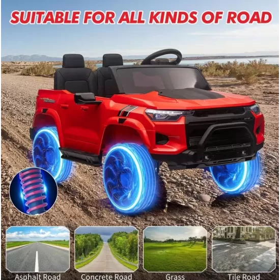 Masina Electrica pentru Copii 24V cu 2 Locuri, Camion Ride-On cu Telecomanda, Maner și Afisaj Baterie, Rosu