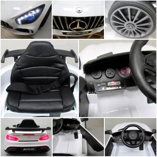 Masinuta electrica cu telecomanda mercedes amg gtr-s r-sport -alb