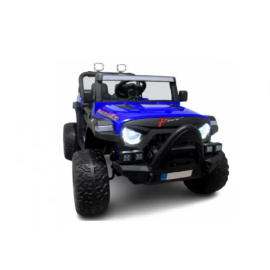 Masinuta electrica cu telecomanda auto x16, 110x70x68 cm, varsta 1-5 ani, roti eva, scaun din piele eco, putere 90w, r-sport - albastru