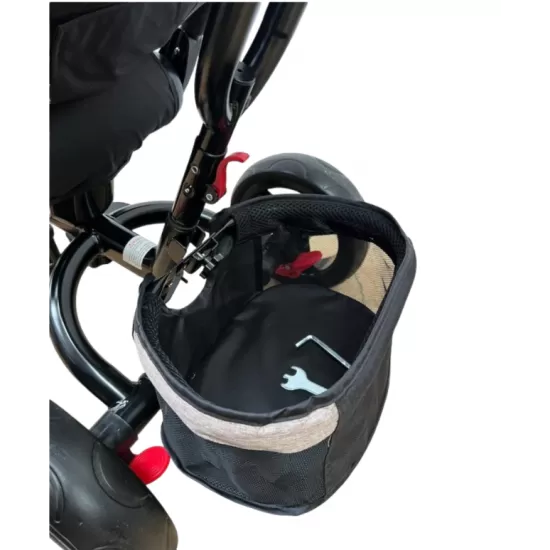 TRICICLETA EVA CU POZITIE DE SOMN, SCAUN REVERSIBIL, FAR CU LUMINI SI MUZICA, GRI