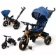 TRICICLETA COPII EVA PLUS CU POZITIE DE SOMN, SCAUN REVERSIBIL, FAR CU LUMINI SI MUZICA ALBASTRU GOLD